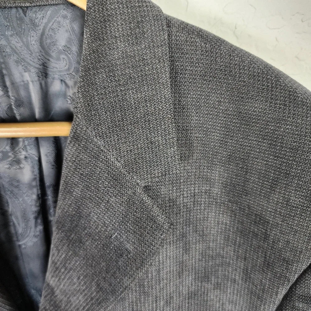 Phat Premium Phat Farm Blazer Sport Coat 46L Gray Brushed Birdseye Casual VTG